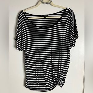 Black Striped knotted waist tunic